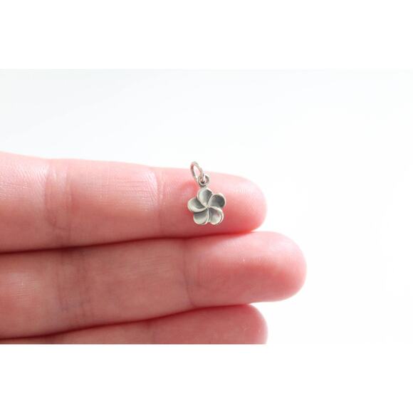 Sterling Silver Plumeria Flower Charm, Small Flower Charm - Picture 1 of 3